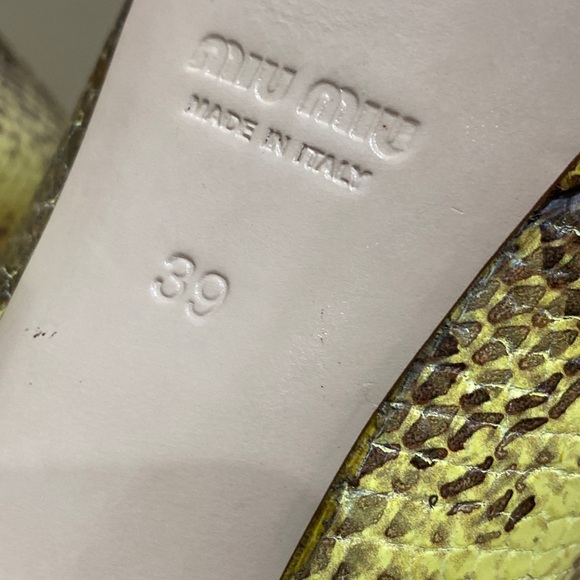 Miu Miu Python Snakeskin Leather Heels Open Toe Multicolor Sz 39 , 8.5 Platform - Picture 9 of 13